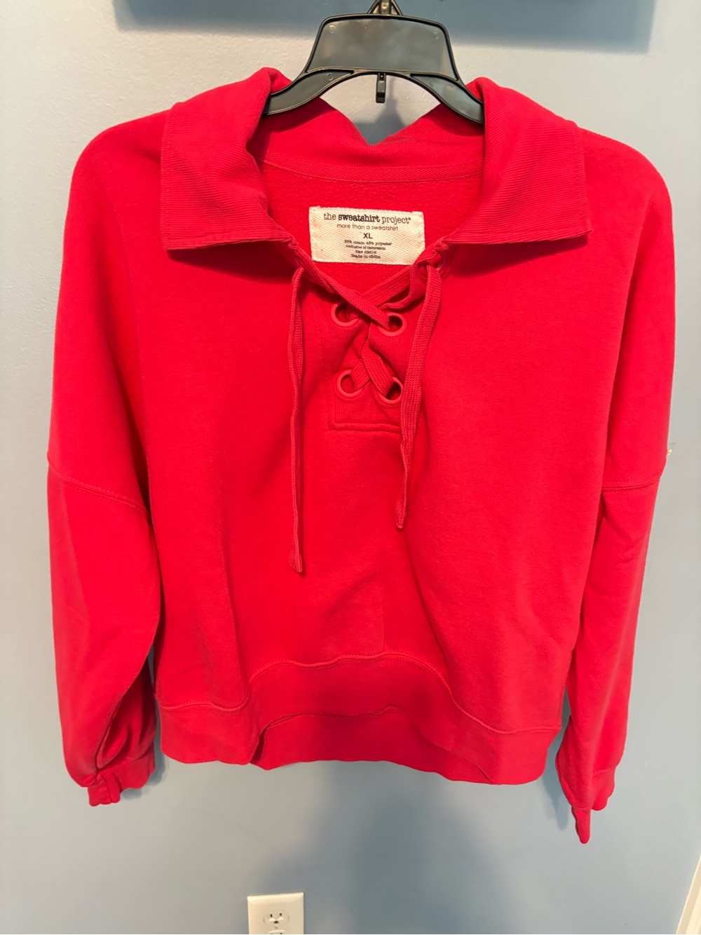 The Sweatshirt Project Women's Fuchsia Lace-Up Pullover Top